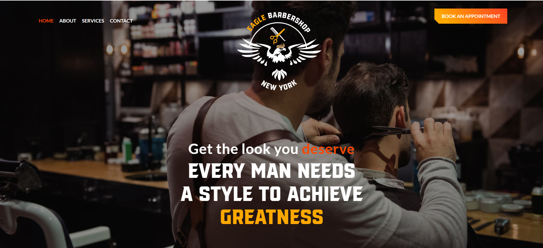 Screenshot of the website Eagle Barbershop