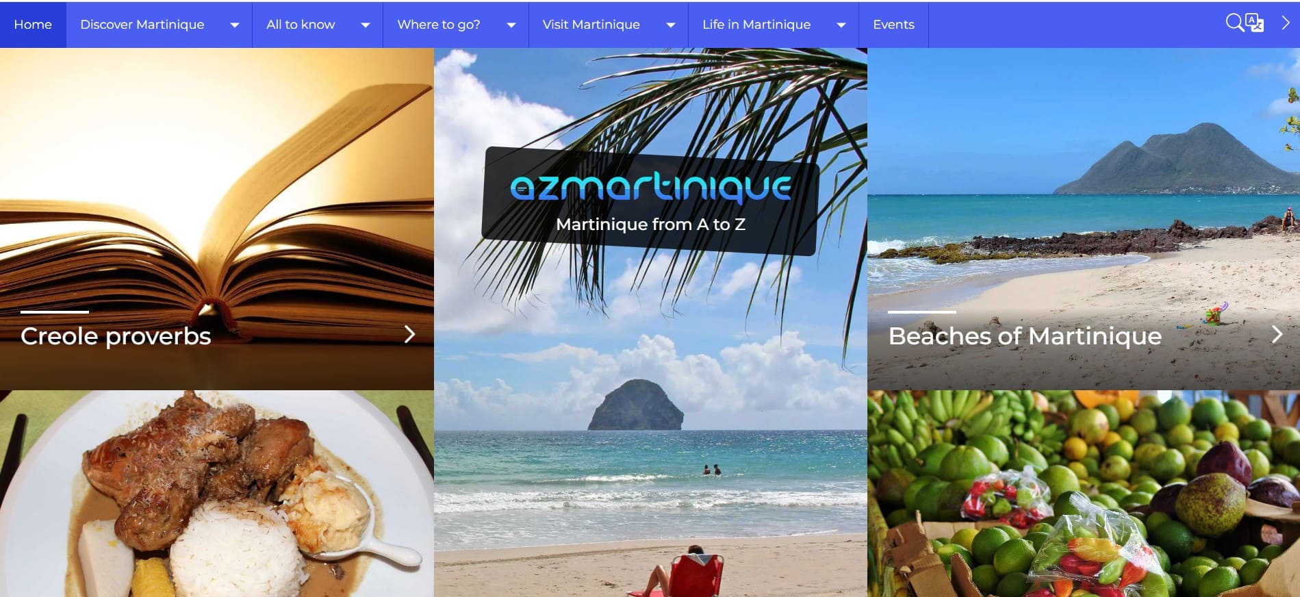 AZ Martinique screenshot of homepage