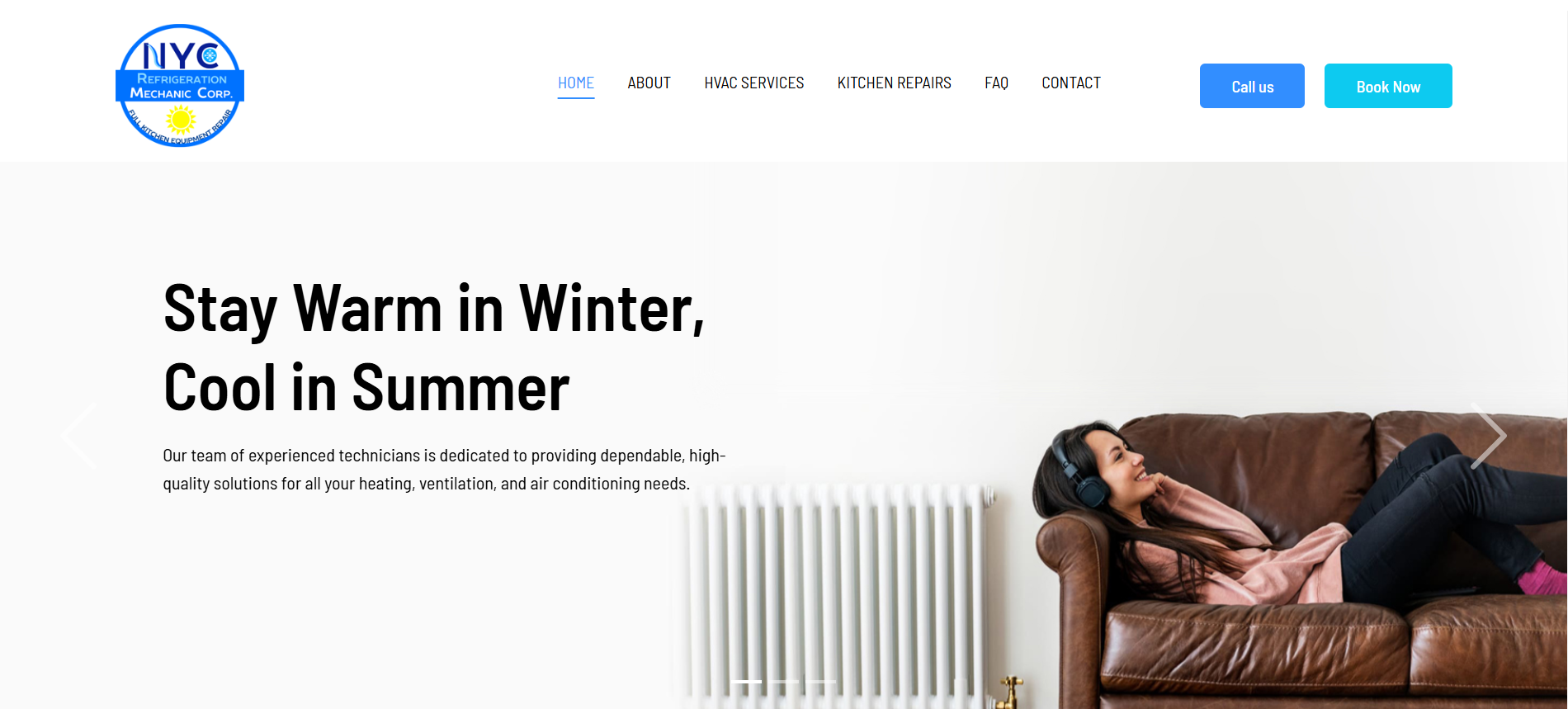 NYC Refrigeration screenshot of homepage