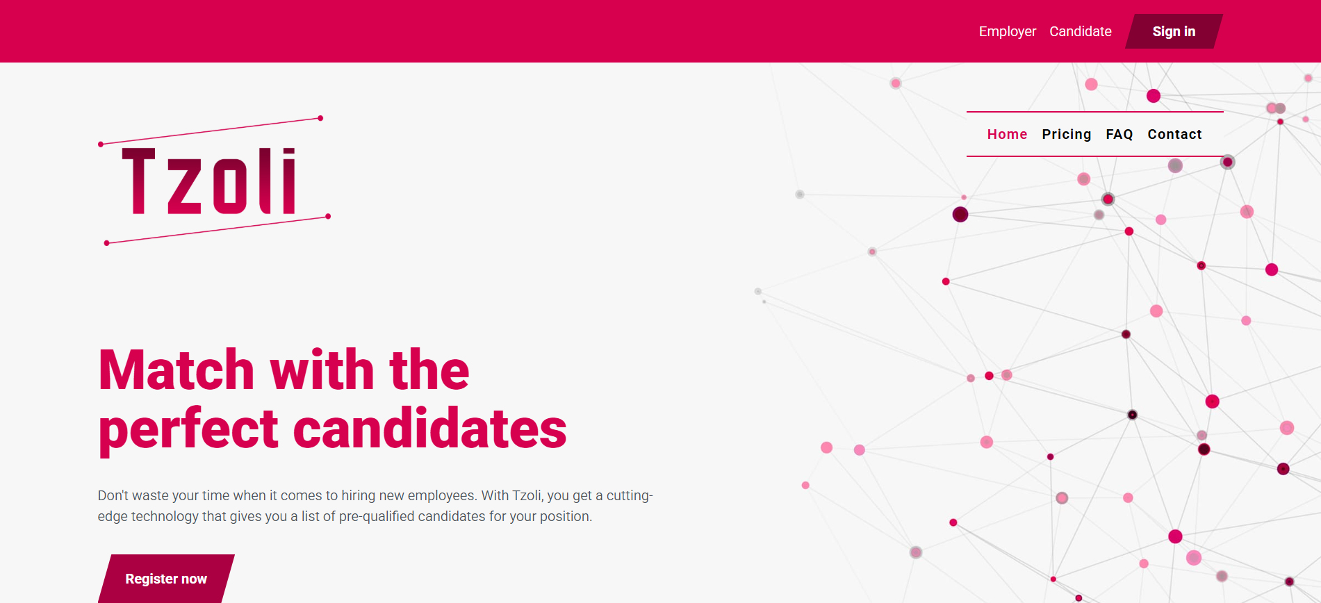 Tzoli screenshot of homepage